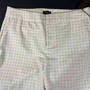 NWT Crosby Ankle Pants Women's 8 Khaki Check Cotton Twill Cropped Casual